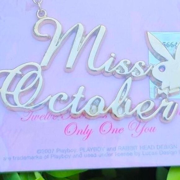 COPY - SEALED Rare Playboy Playmate Of The Month Gold Necklace - Miss October - Picture 3 of 5